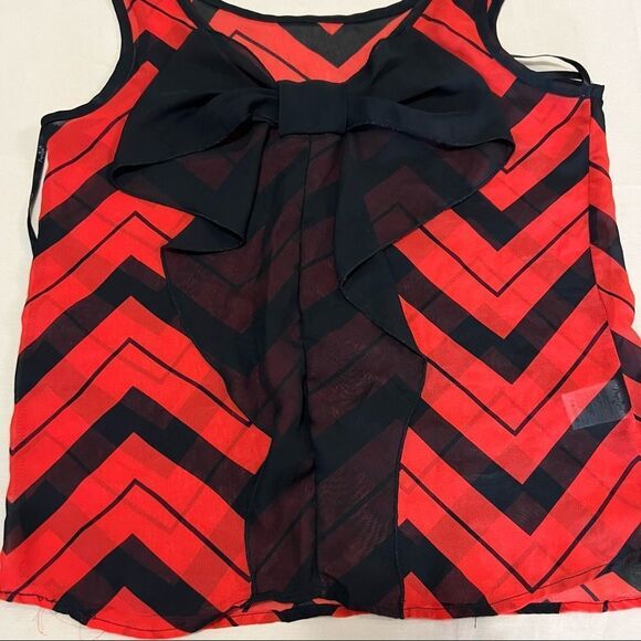Papaya red and black tank top blouse in a size small. - Picture 3 of 5
